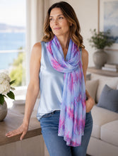 Load image into Gallery viewer, Carmen Kirstein NZ inspired silk scarf (Lupins by the Lake)

