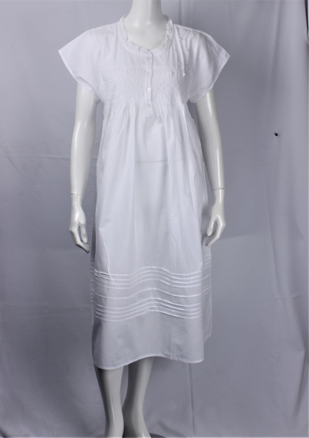 Alice & Lily AL/ND-377 cap sleeve Cotton nightie (White)