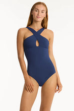 Load image into Gallery viewer, Sea Level Infinity High Neck Cross Over One Piece (Indigo)
