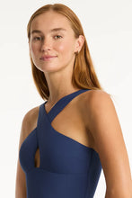 Load image into Gallery viewer, Sea Level Infinity High Neck Cross Over One Piece (Indigo)
