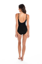 Load image into Gallery viewer, Togs SBO5TH Cross Over Chlorine Resistant One Piece Swimsuit (Black &amp; White)
