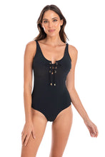 Load image into Gallery viewer, Togs 5B28TH Eyelet One Piece Swimsuit (Black)
