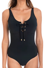 Load image into Gallery viewer, Togs 5B28TH Eyelet One Piece Swimsuit (Black)
