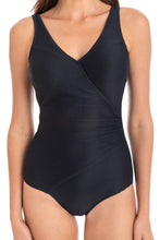 Load image into Gallery viewer, Togs TB19TH Textured Surplice One Piece Swimsuit (Black)
