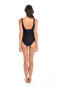 Togs TBO6TH Textured Square Neck One Piece Swimsuit (Black)