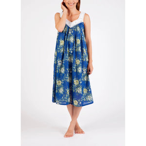 Arabella MD410Q  Lace V-Neck Nightie  - (Navy Floral)