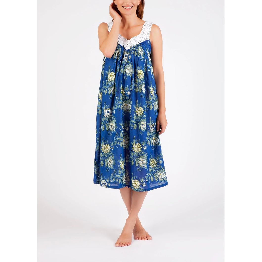 Arabella MD410Q  Lace V-Neck Nightie  - (Navy Floral)