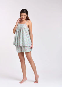 Arabella MD752F8 100% Cotton Short Pyjama Set (Mint Floral)