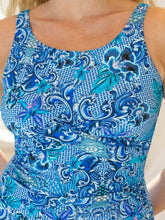 Load image into Gallery viewer, Capriosca Mermaid Twist Front High Neck One Piece (Blue)
