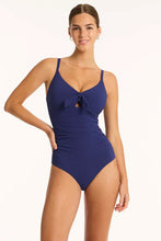 Load image into Gallery viewer, Sea Level Messina Tie Front DD/E One Piece (Cobalt Blue)
