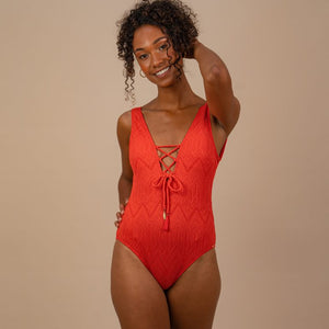 Piha Gelato Lacing Swimsuit (Bright) (Flame) (Black) (Peacock)