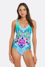 Load image into Gallery viewer, Togs Granada V Neck Plunge One Piece Swimsuit (Blue)
