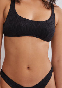 Piha Gelato Scoop Neck Bralette Bikini Top (Black) (Flame)