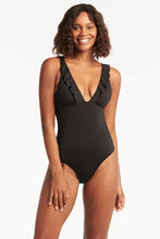 Load image into Gallery viewer, Sea Level Eco Essentials Frill One Piece Swimsuit  (Black)
