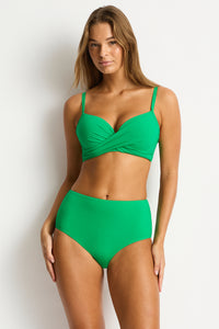 Sea Level Cross Front Moulded Underwire Bikini Top (Kelly Green)