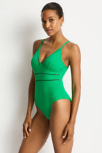 Load image into Gallery viewer, Sea Level Essentials Edit Cross Back Tri One Piece (Kelly Green)
