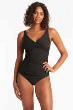 Load image into Gallery viewer, Sea Level Spinnaker Cross Front Tankini Top (Black)
