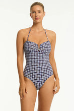 Load image into Gallery viewer, Sea Level Coast V Bar Bandeau One Piece (Cobalt)
