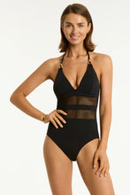 Load image into Gallery viewer, Sea Level Drift Longline Halter One Piece (Black)
