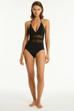 Load image into Gallery viewer, Sea Level Drift Longline Halter One Piece (Black)
