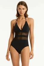 Load image into Gallery viewer, Sea Level Drift Longline Halter One Piece (Black)
