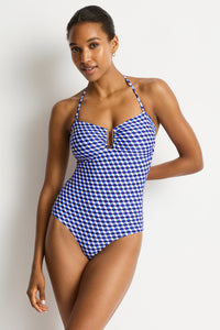 Sea Level Solara U Bar Bandeau One Piece Swimsuit (Blue)