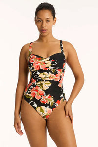 Sea Level Juniper Twist Front One Piece Swimsuit (Black)
