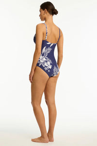 Sea Level Aloha Cross Front One Piece (French Navy)