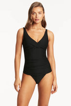 Load image into Gallery viewer, Sea Level Honeycomb cross front multifit Tankini swim top (BLACK)
