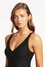 Load image into Gallery viewer, Sea Level Honeycomb cross front multifit Tankini swim top (BLACK)
