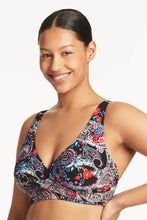 Load image into Gallery viewer, Sea Level  Bohemia G Cup Cross Front Bikini Top (Black Multi)
