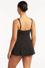 Load image into Gallery viewer, Sea Level Eco Essentials Square Neck Tummy Control Swim Dress (Black)

