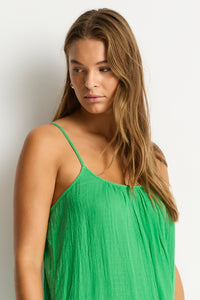 Sea Level Sunset Tie Back Sundress (Kelly Green)