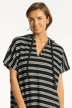 Load image into Gallery viewer, Sea Level Terry Surf Poncho Black &amp; White Stripe
