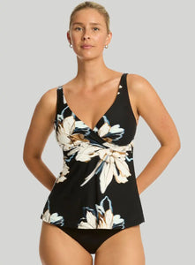 Sea Level La Luna Cross Front Swing Tankini  Top -  Black