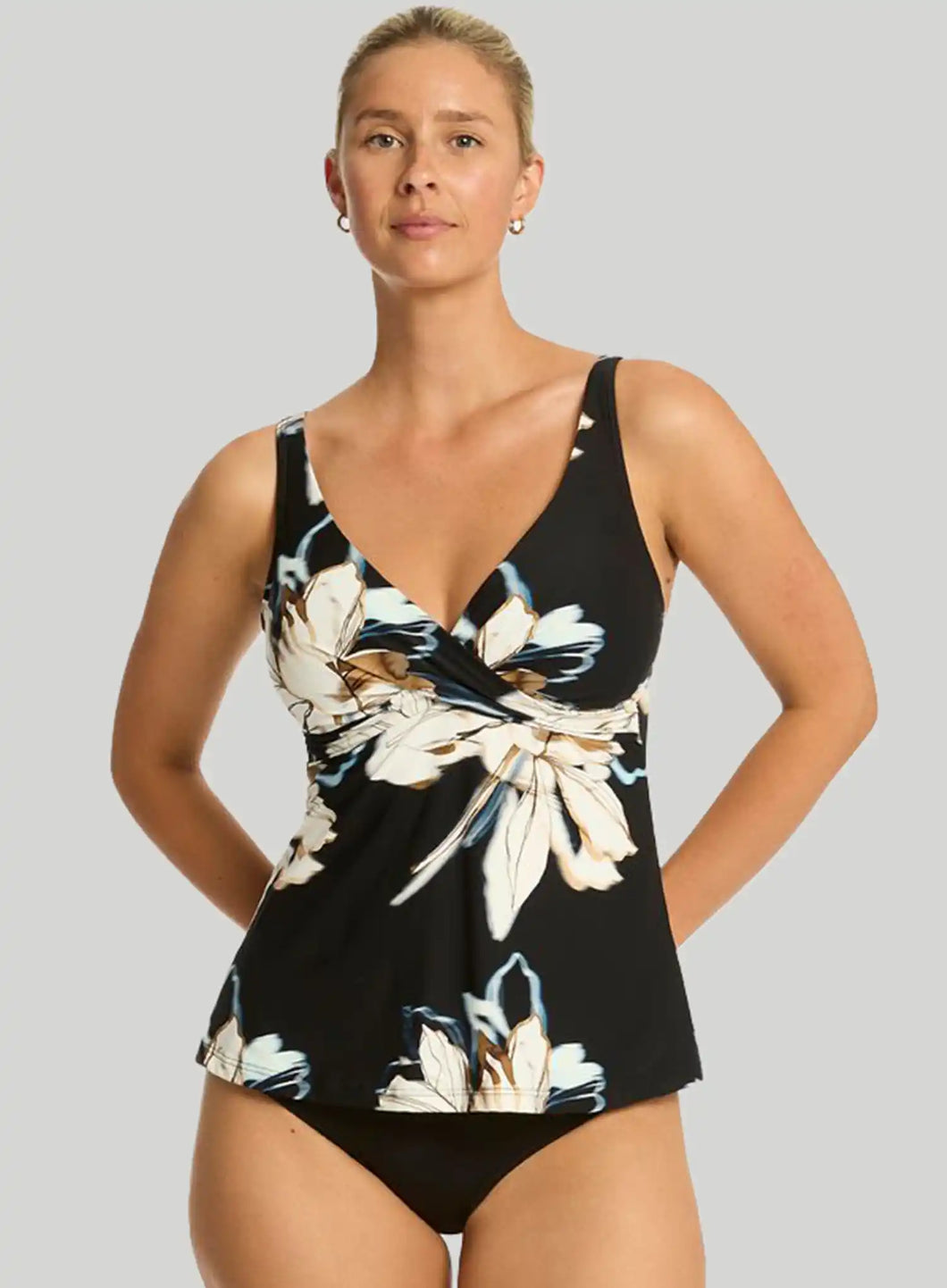Sea Level La Luna Cross Front Swing Tankini  Top -  Black