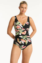 Load image into Gallery viewer, Sea Level Sundown Cross Front One Piece Swimsuit (Black)
