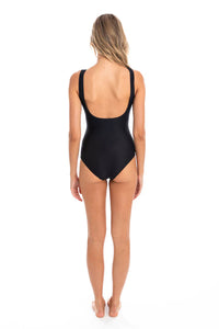 Togs TB30TH Textured High Neck  Mesh Swimsuit (Black)