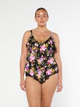 Load image into Gallery viewer, Capriosca Caribbean Chlorine Resistant 3 Tier Tankini Top (Black)
