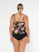 Load image into Gallery viewer, Capriosca Caribbean Chlorine Resistant 3 Tier Tankini Top (Black)
