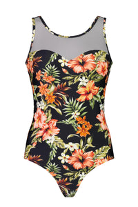 Quayside Mesh Neck Swimsuit Kawena (Black)