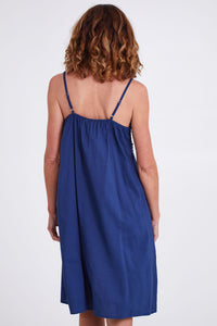 VICTORIA'S DREAM Boudoir Bamboo Frilly Nightie (Navy)