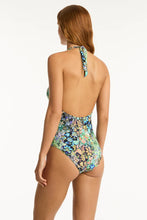 Load image into Gallery viewer, Sea Level Wildflower Keyhole Halter One Piece (Sea)
