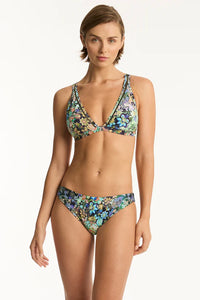Sea Level Wildflower Longline Tri Bikini Top  (Sea)