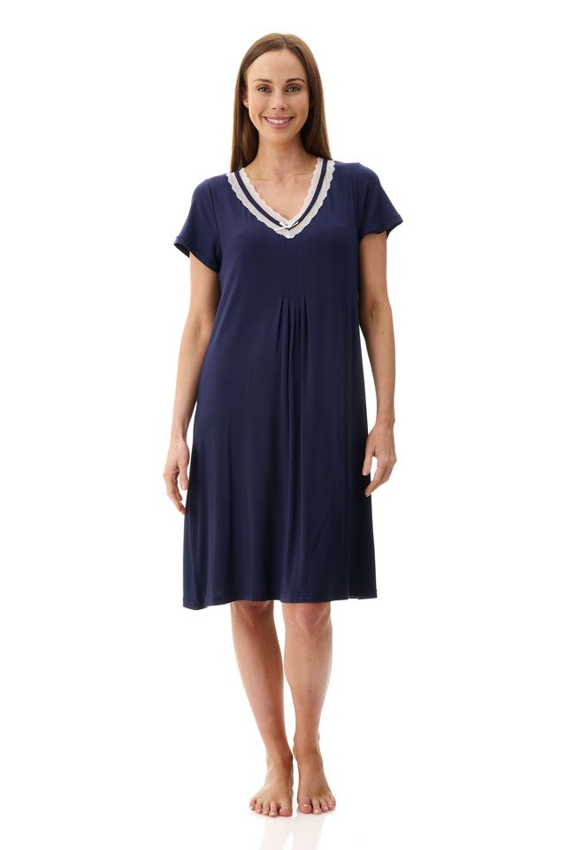 Givoni 6LE71  Short Sleeve Short Nightie (Navy)