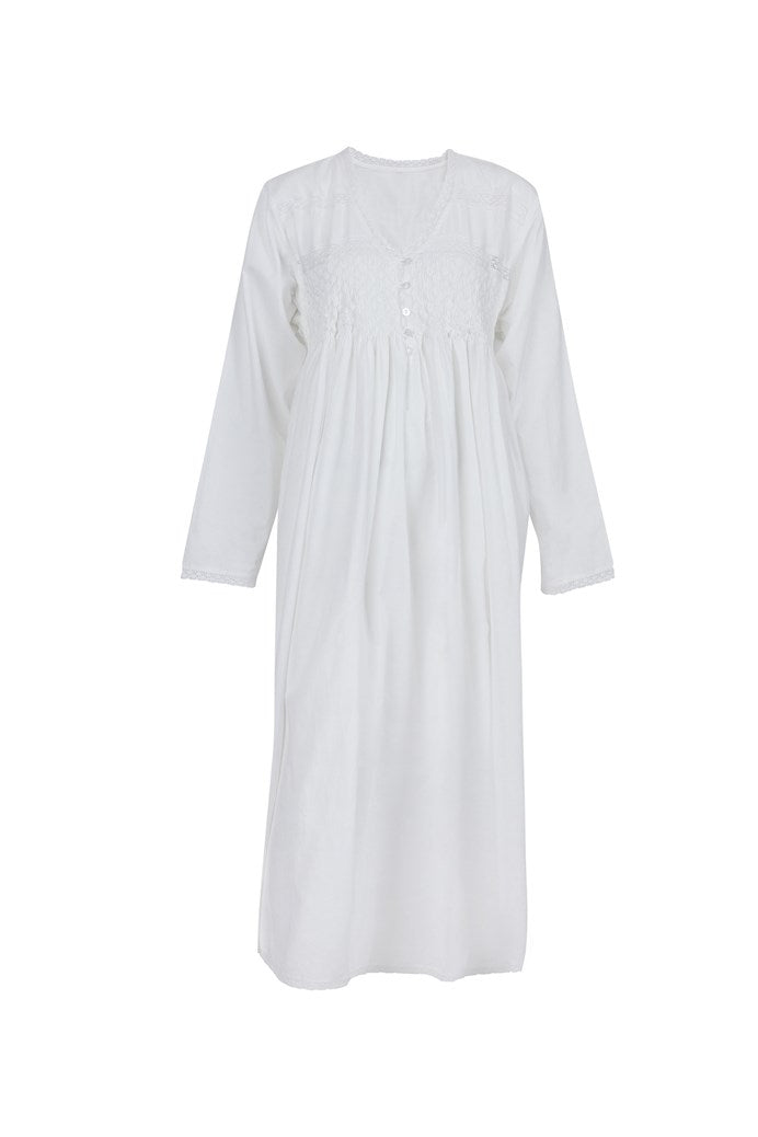 Alice & Lily AL/ND - 511 White Cotton Nightdress (White)