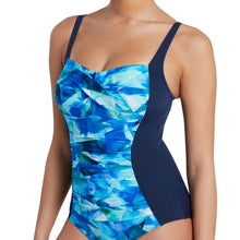 Load image into Gallery viewer, Zoggs Aqua Digital Ruched Chlorine Resistant Swimsuit (Navy)
