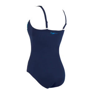 Zoggs Aqua Digital Ruched Chlorine Resistant Swimsuit (Navy)