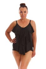 Load image into Gallery viewer, CAPRIOSCA CP9709 3 TIER RUFFLE TANKINI TOP (BLACK)
