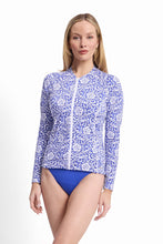 Load image into Gallery viewer, Jantzen Destiny Long Sleeve Mastectomy Friendly Rashie (Cobalt Blue)
